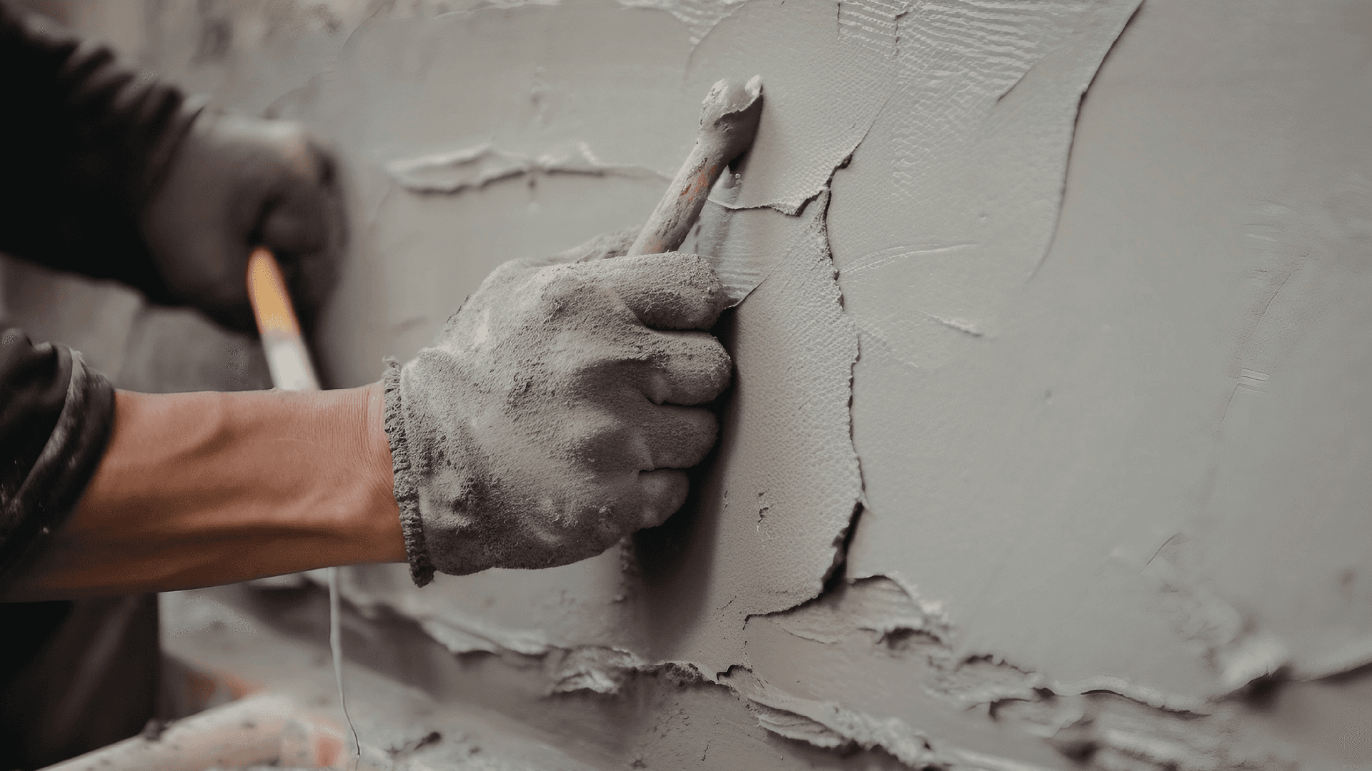 Professional plasterer at work